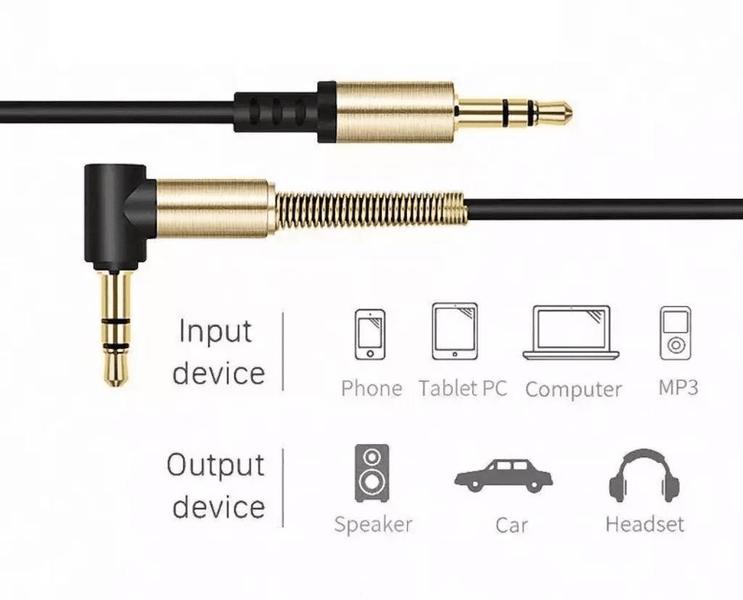 Imagem de Cabo auxiliar para celular 3.5mm espiral enrolado p2 x p2 1m