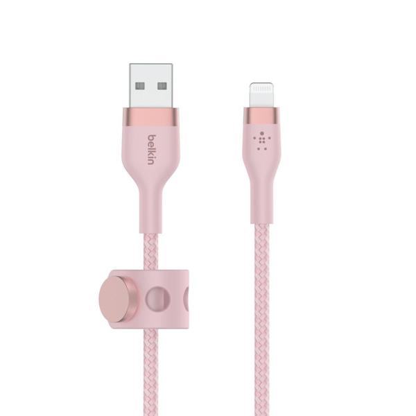 Imagem de Cabo Belkin Boostcharge Pro Flex 3M USB-A/Lightning Silicone Rosa - CAA010BT3MPK