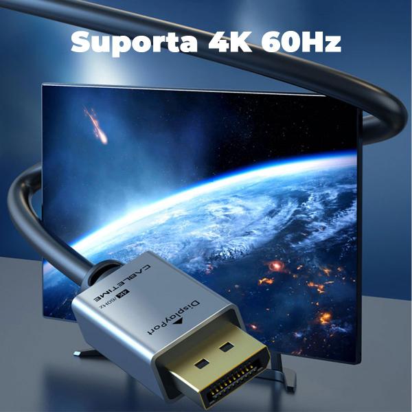 Imagem de Cabo CableTime DisplayPort 1.2 4K 60Hz Pc Monitor Pro 1,8m