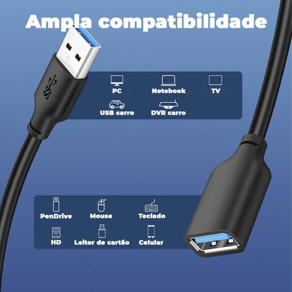 Imagem de Cabo CableTime Extensor Extensão USB 3.0 Macho x Fêmea 1m