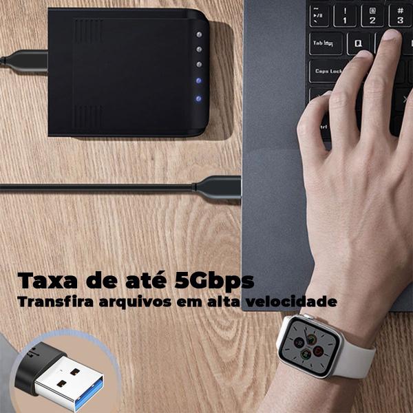 Imagem de Cabo CableTime USB C Para USB A 3.0 Carregamento Rápido 25cm