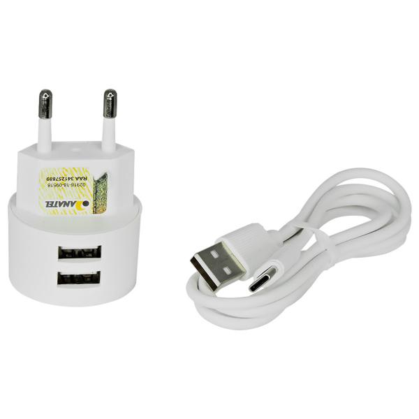 Imagem de Cabo Carregado Usb com 2 saídas e Conector Tipo C 1.0m 3.6A smartphone, Tablet, Power