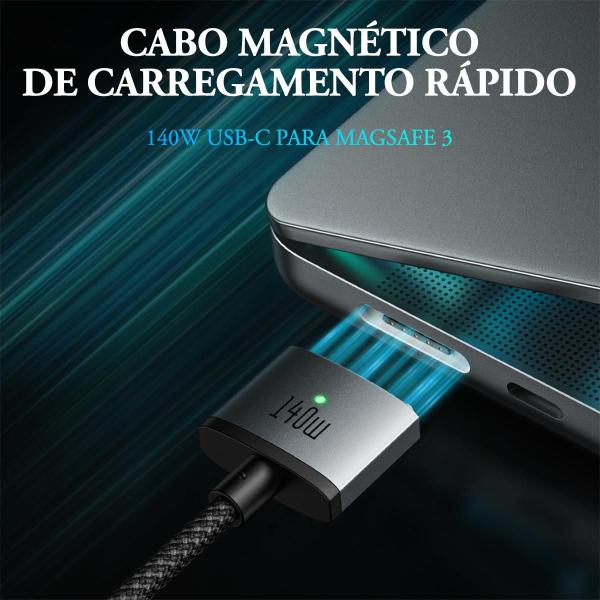 Imagem de Cabo Carregador 140w Usb-c MgSafe3  Magnético 2 Metros