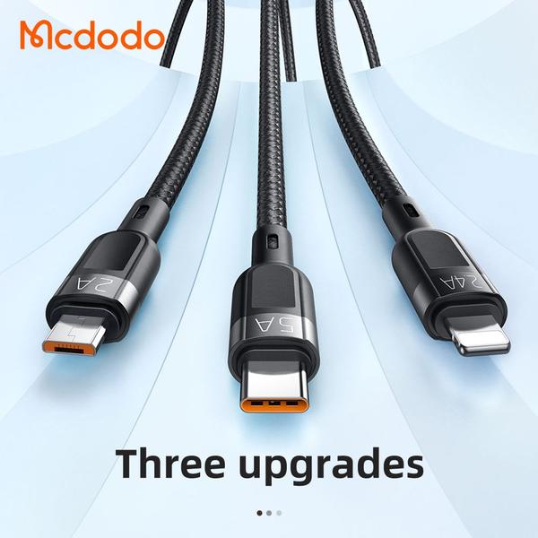 Imagem de Cabo carregador 3 em1 Lightning Tipo C Micro USB 66W/6A 1,2M