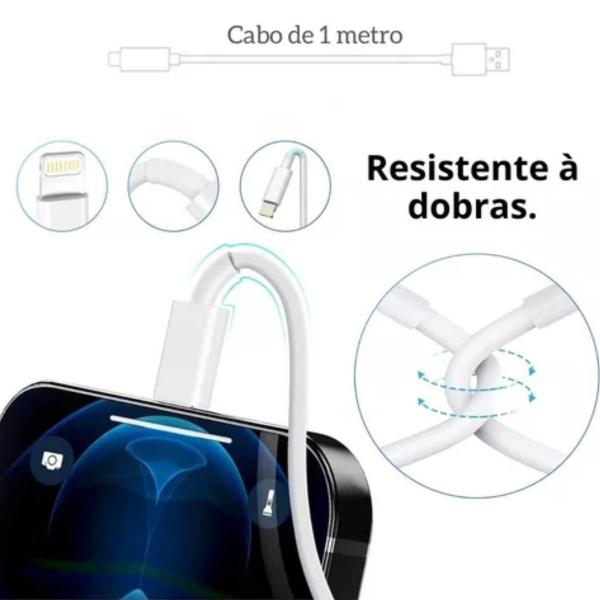 Cabo Carregador Ipho Barato Turbo Resistente Branco - 4.8A Max Imagem de Cabo Carregador Ipho Barato Turbo Resistente Branco