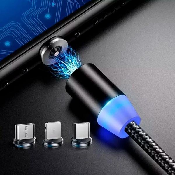 Imagem de Cabo Carregador Magnetico 3 Em 1 Micro Usb Tipo C Fashion