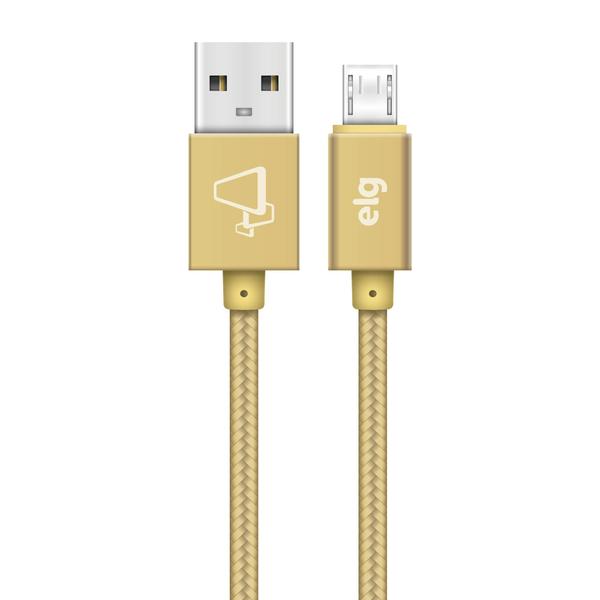 Imagem de Cabo carregador Micro USB Nylon Trançado Dourado 2M - ELG