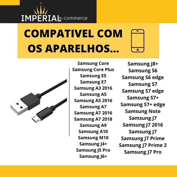 Imagem de Cabo Carregador Micro Usb Turbo Compativel P/ O Samsung S7 S7 Edge J5 J8