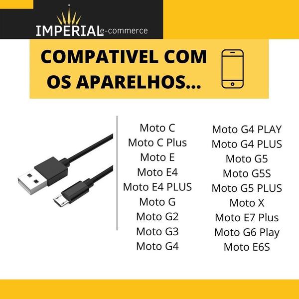 Imagem de Cabo Carregador Micro Usb Turbo Para Motorola G2 G3 G4 G5