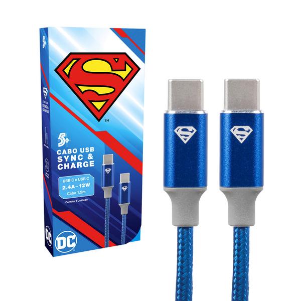 Imagem de Cabo Carregador Rápido Turbo Usb-C Tipo C Superman Original