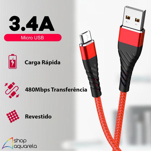 Imagem de Cabo Carregador Turbo Micro-USB V8 Reforçado 2 Metros