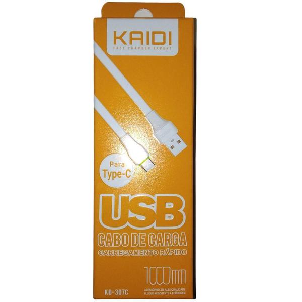 Imagem de Cabo Carregador Turbo Reforçado USB Tipo C 1m Para Samsung Motorola Xiaomi - Kaidi