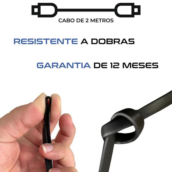 Imagem de Cabo carregador turbo - Tipo C / entrada USB - 2 metros - Original Garantia 1 ano - Ultra rápido