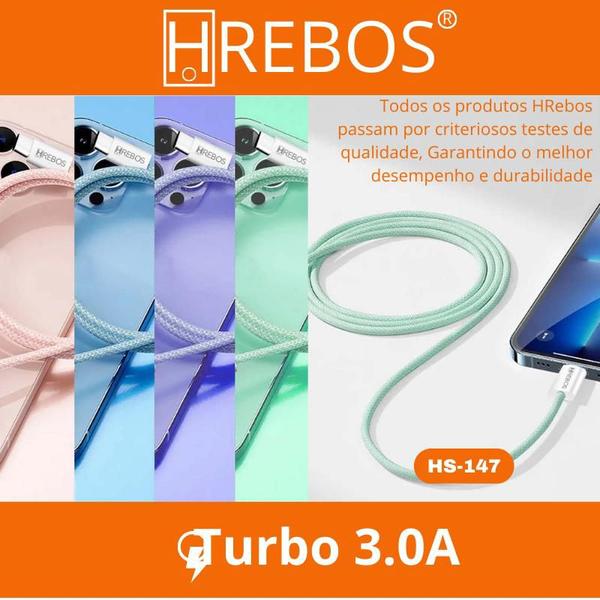 Imagem de Cabo Carregador Turbo Usb Tipo C 2 Metros Reforçado Nylon