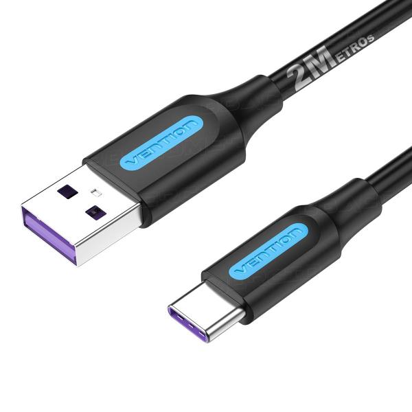 Imagem de Cabo Carregador Usb-A Para Tipo-C Turbo 5A Rápido Vention 2m