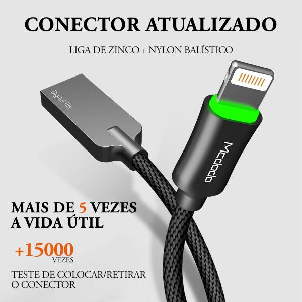 Imagem de Cabo Carregador USB Lightning Com Led Turbo 3A 1m Mcdodo