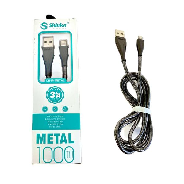 Imagem de Cabo carregador usb lightning metalizado 1m 3ah shinka