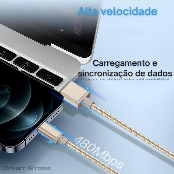 Imagem de Cabo Carregador Usb Para Lightning Trançado Dourado 2mt 2a