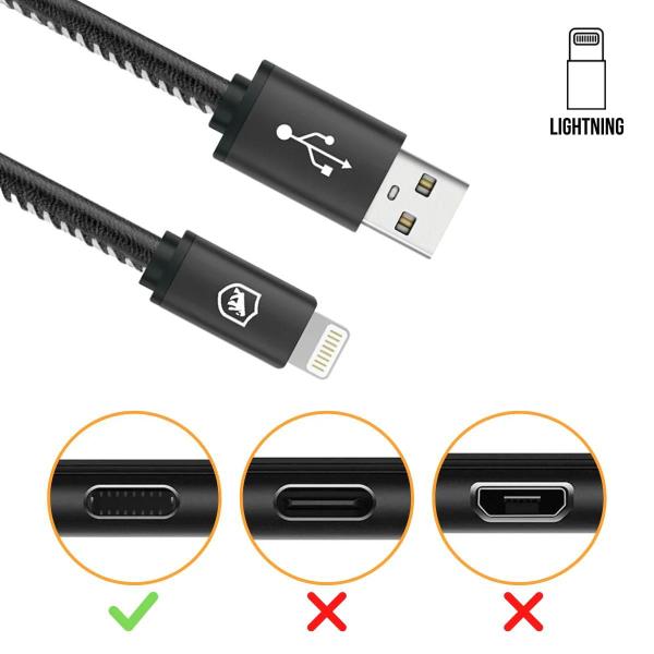 Imagem de Cabo Carregamento Rápido Survivor Para Lightning / Usb 1,5m Preto Reforçado Premium Gshield