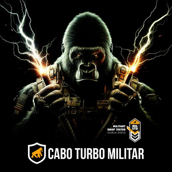 Imagem de Cabo Carregamento Rápido Turbo Militar 1,5m Lightning Usba Certificado Mfi Homologado Phone / iPad Gshield Cor Preta