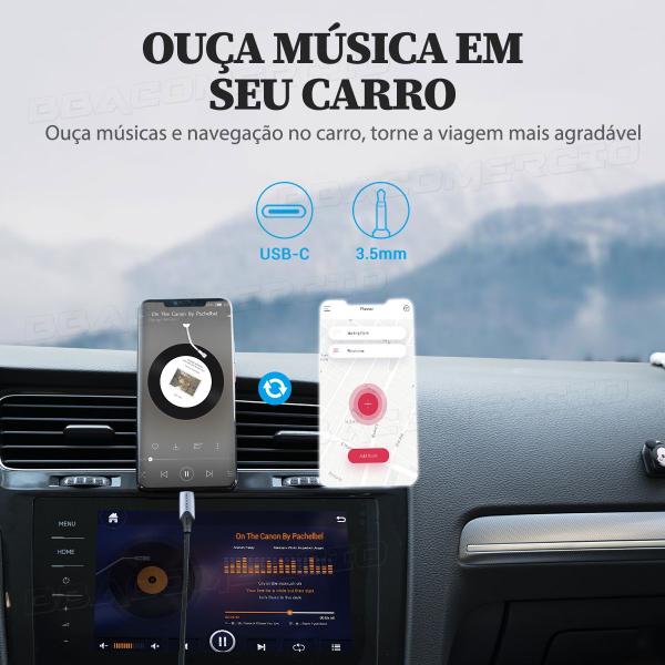 Imagem de Cabo Celular Tipo C para Auxiliar P2 Carro Som  1,5m Vention