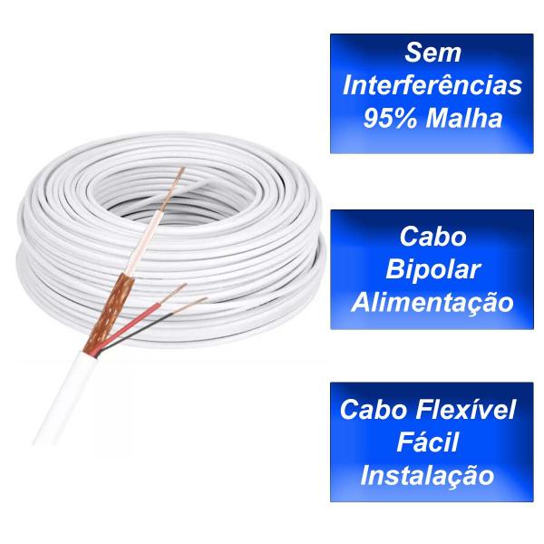 Imagem de Cabo Coaxial 4mm Flexível Cftv Camera 95% Malha 26Awg 100m