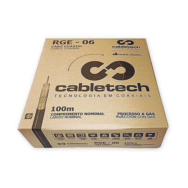 Imagem de Cabo Coaxial Cabletech Rge-06 60% Preto 100Metros 802216000P0Cb11