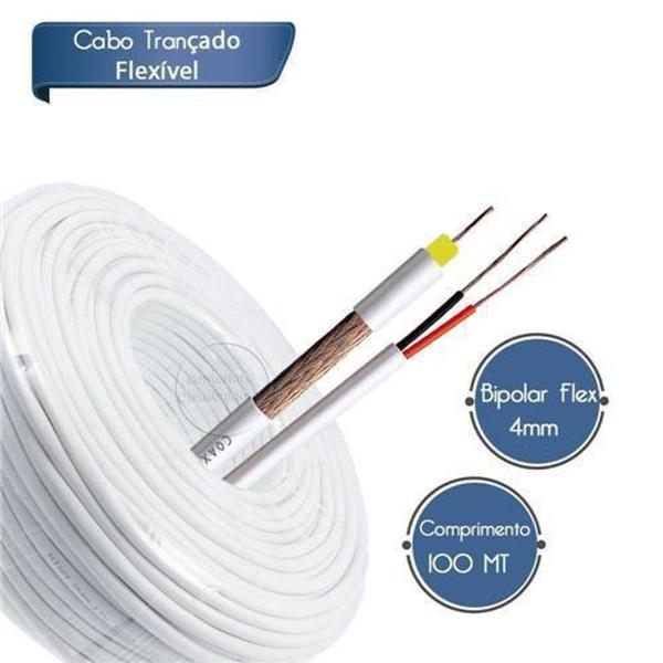 Imagem de Cabo coaxial cftv flexível 4mm bipolar 2 vias trançado 100m - OEM