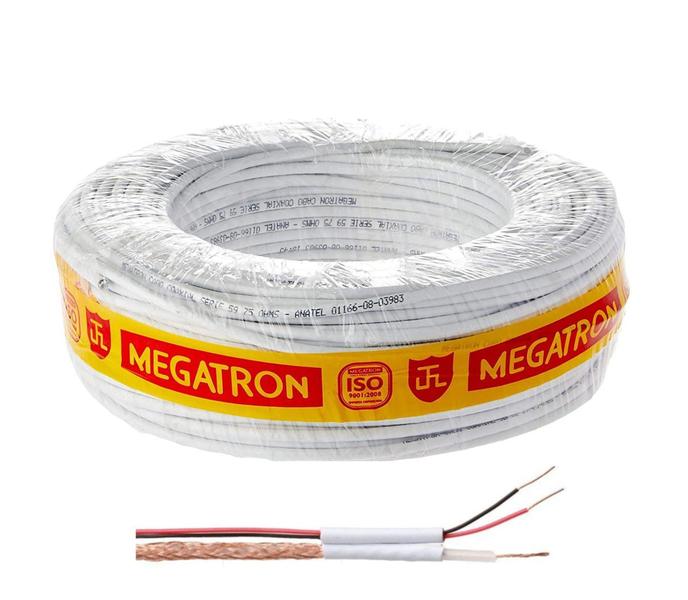 Imagem de Cabo Coaxial Flexível RF75 + Bipolar (2x26AWG) Branco 100 metros - Megatron