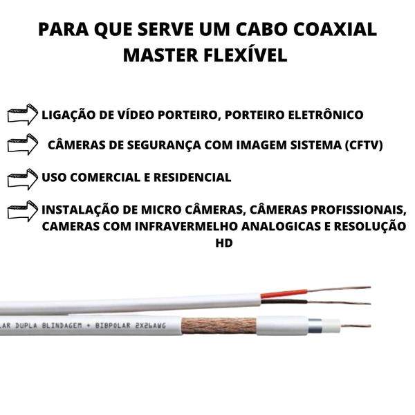 Imagem de Cabo Coaxial Master Flexível 2x26AWG Branco 100 metros