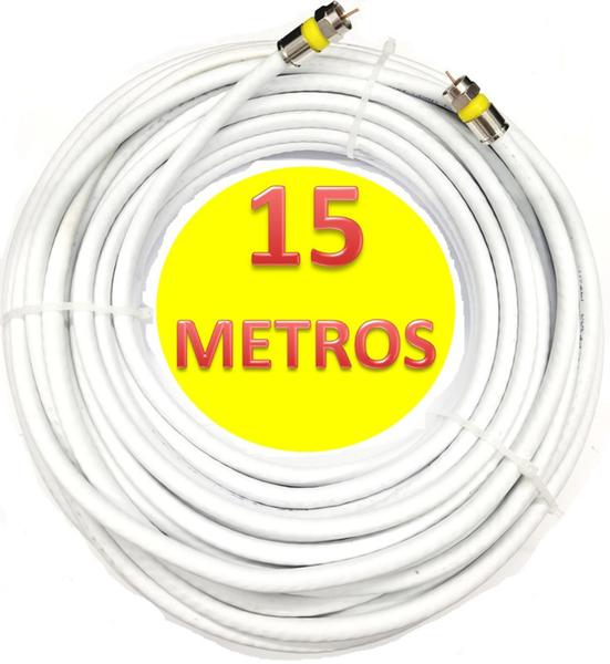 Imagem de Cabo Coaxial Rg6 Para Tv Antena 15 Metros Montado Com Conector