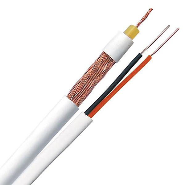 Imagem de Cabo Coaxial Telecam RF 4MM 80% Liga Cobre +2X26AWG Branco 100 Metros