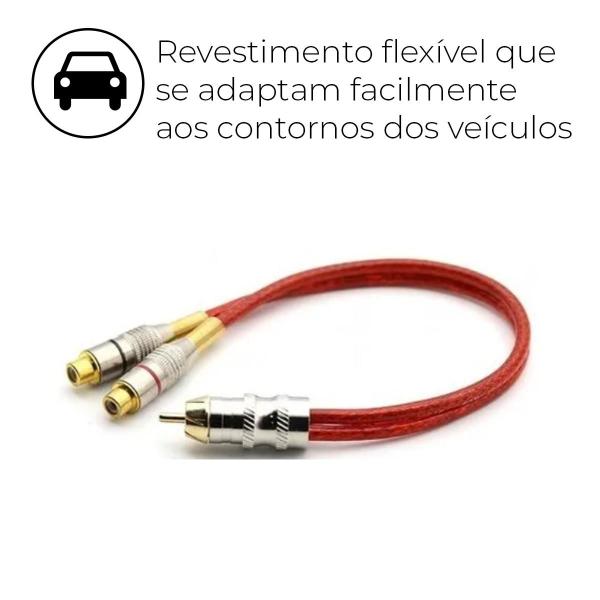 Imagem de Cabo Conector Y Linha Svart Vermelho Plug Em Metal Transparente 5mm 1Macho 2Fêmeas Cobre Isolamento Dielétrico TechOne