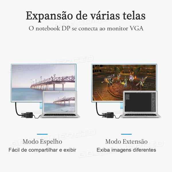 Imagem de Cabo Conversor Adaptador DP Displayport x VGA 1080p Vention