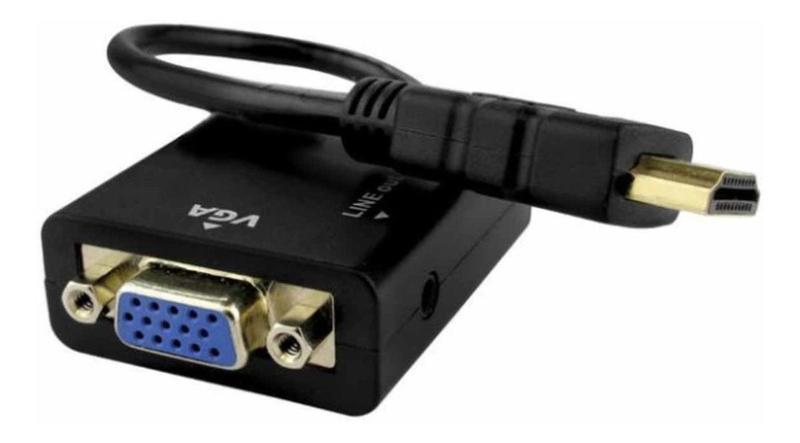 Imagem de Cabo Conversor Adaptador Hdmi X Vga Saída De Áudio P2 Novo