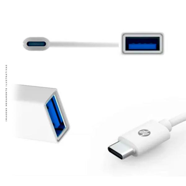 Imagem de Cabo Conversor HP OTG USB-C Macho x USB Femea, Branco - DHC-TC105-0.15M