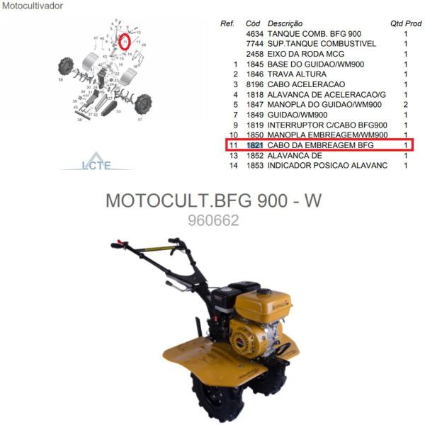 Imagem de Cabo Da Embreagem Do Motocultivador BFG 900 - W Buffalo