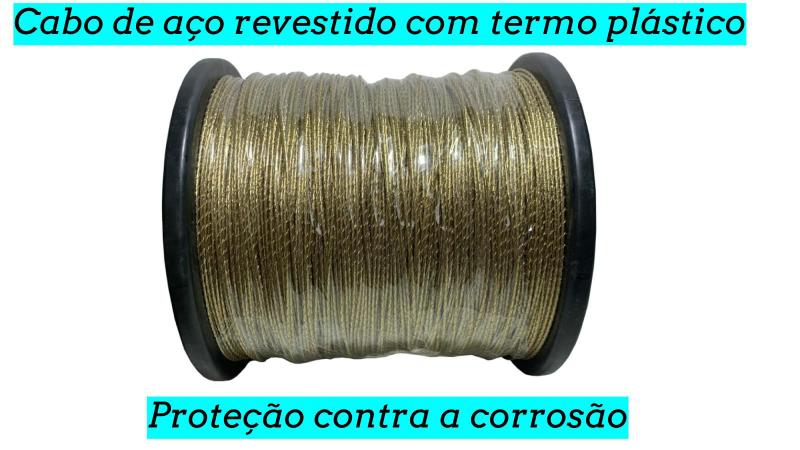 Imagem de Cabo de Aço Revestido PVC Diâmetro 1.75mm Bobina 100 Metros Varal de Parede Super Resistente