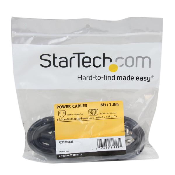 Imagem de Cabo de Alimentação para Laptop StarTech.com PXT101NB3S (1,8m) - NEMA 5-15P para C5