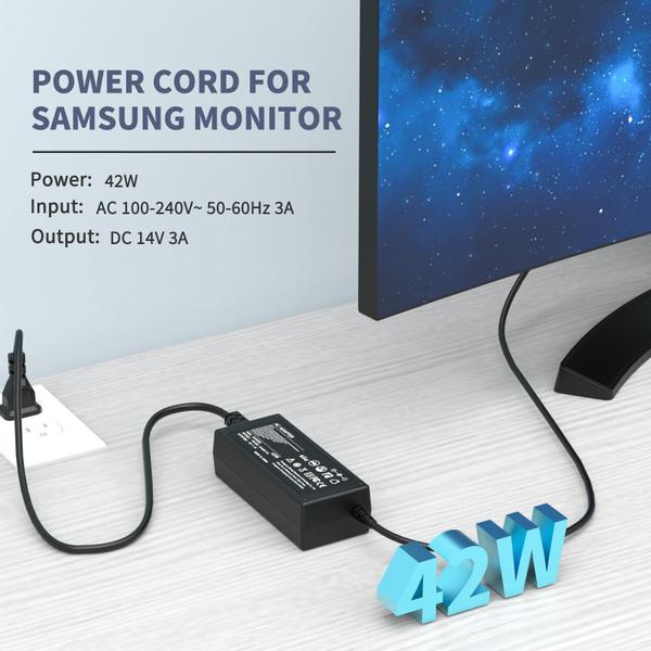 Imagem de Cabo de alimentação para monitor Samsung DC 14V 3A 42W