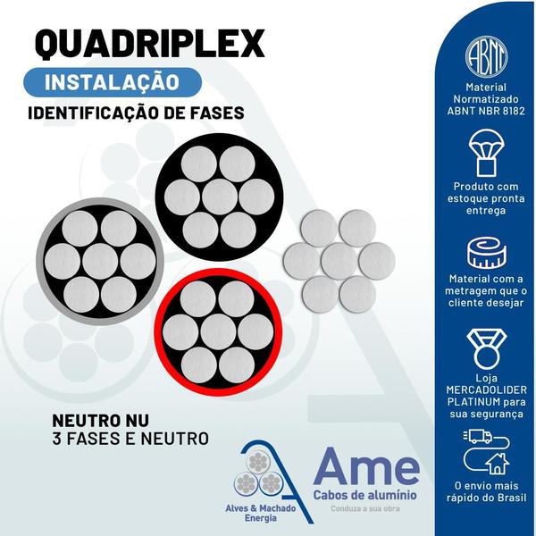 Cabo De Alumínio Quadruplex 16mm - Rolo Com 50 Metros - Metalprime Imagem de Cabo De Alumínio Quadruplex 16mm - Rolo Com 50 Metros