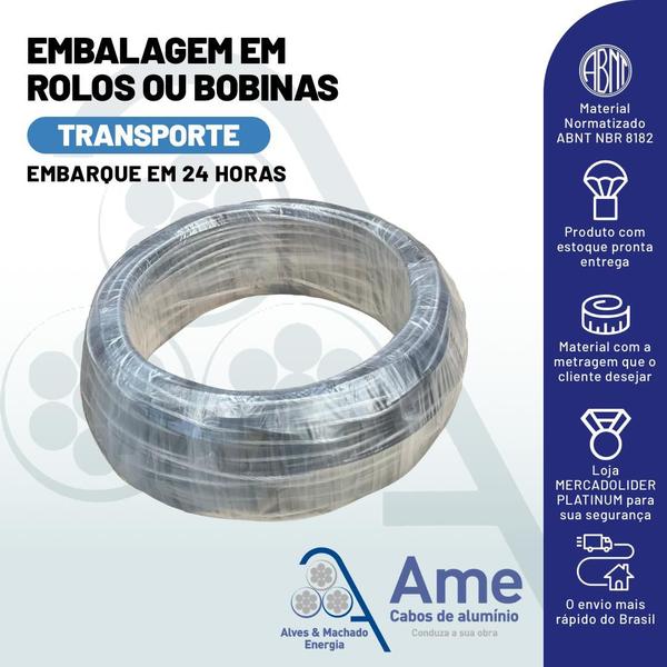 Cabo De Alumínio Quadruplex 16mm - Rolo Com 50 Metros - Metalprime Imagem de Cabo De Alumínio Quadruplex 16mm - Rolo Com 50 Metros