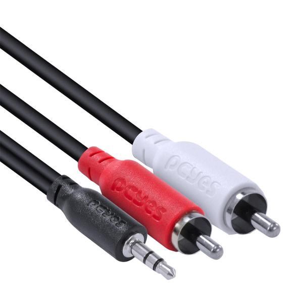 Imagem de Cabo De Áudio 2 Rca Macho P2 3.5Mm Macho 28Awg Puro Cobre 1M