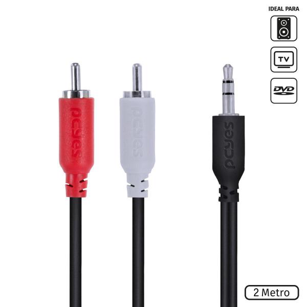 Imagem de Cabo De Áudio 2 Rca Macho Para P2 3.5Mm Macho 2 M