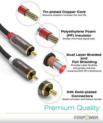 Imagem de Cabo de Áudio Estéreo RCA M/M Banhado a Ouro 24K de Qualidade Premium 3 pés