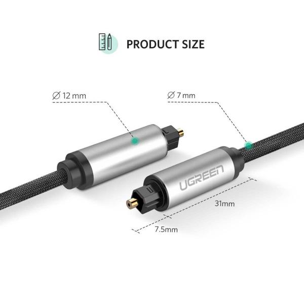 Imagem de Cabo De Áudio Óptico Digital Ugreen Hi Fi Dts Toslink 2 Metros