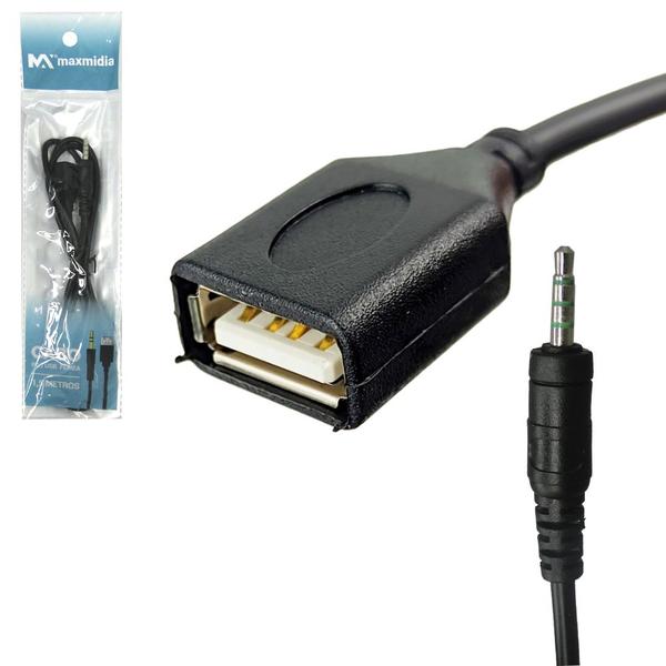 Imagem de Cabo de audio p2 macho x usb femea 2.0 maxmidia 1,5m