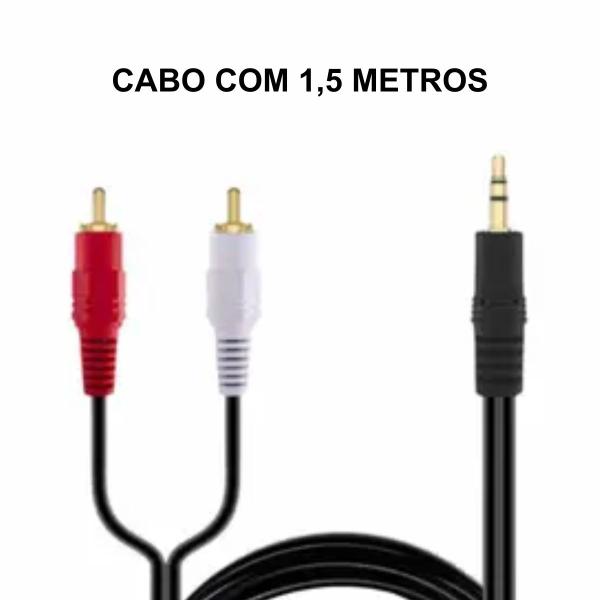 Imagem de Cabo de Áudio P2 x 2RCA 3,5mm Auxiliar - 1,5 Metros