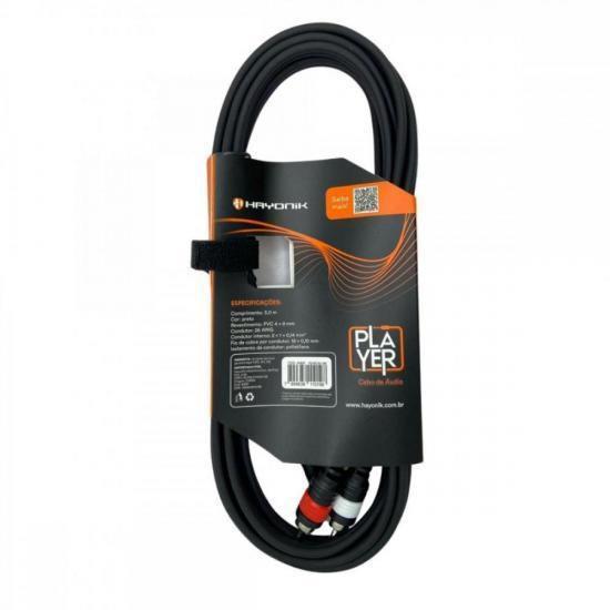 Cabo De Áudio Player P2 X Rca 3M Preto Hayonik Imagem de Cabo De Áudio Player P2 X Rca 3M Preto Hayonik