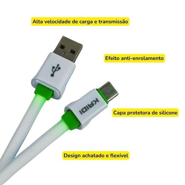 Imagem de Cabo de Carga e Transmissão 3 Metros Tipo C Turbo Alta Qualidade